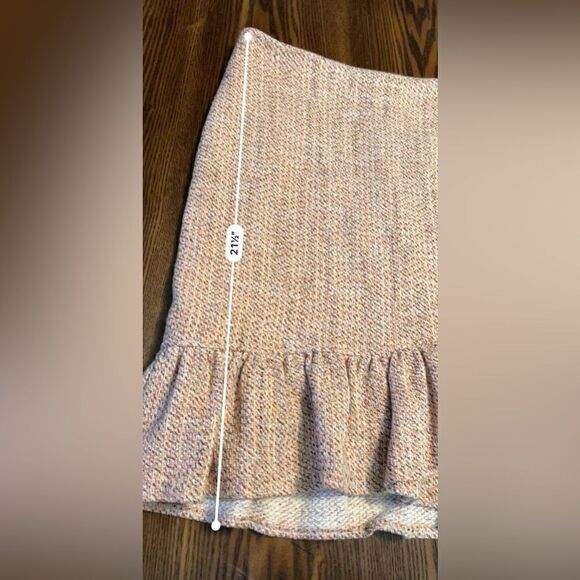 Anthropologie x Samantha Dru Tweed Wrapped Ruffle Hem Skirt Coral Peach womens 6 - Picture 5 of 16